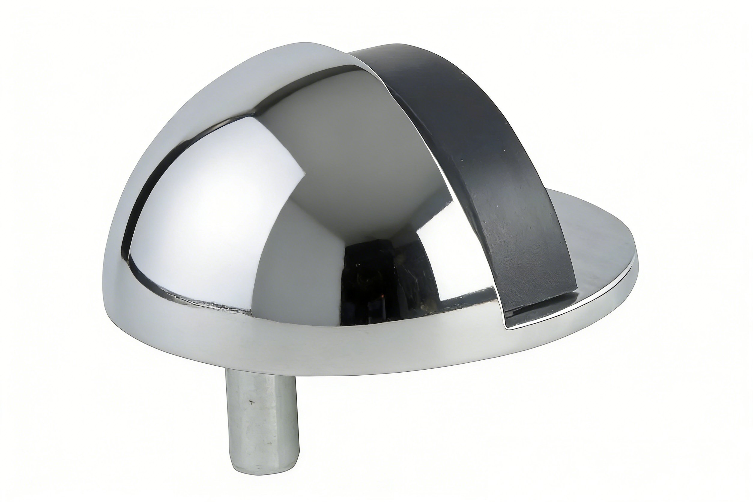 Brass Floor-Mounted Door Stopper with Rubber Tip — Chrome