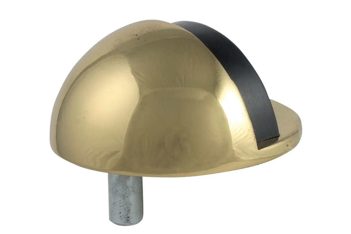 Brass Floor-Mounted Door Stopper with Rubber Tip — Copper Plated